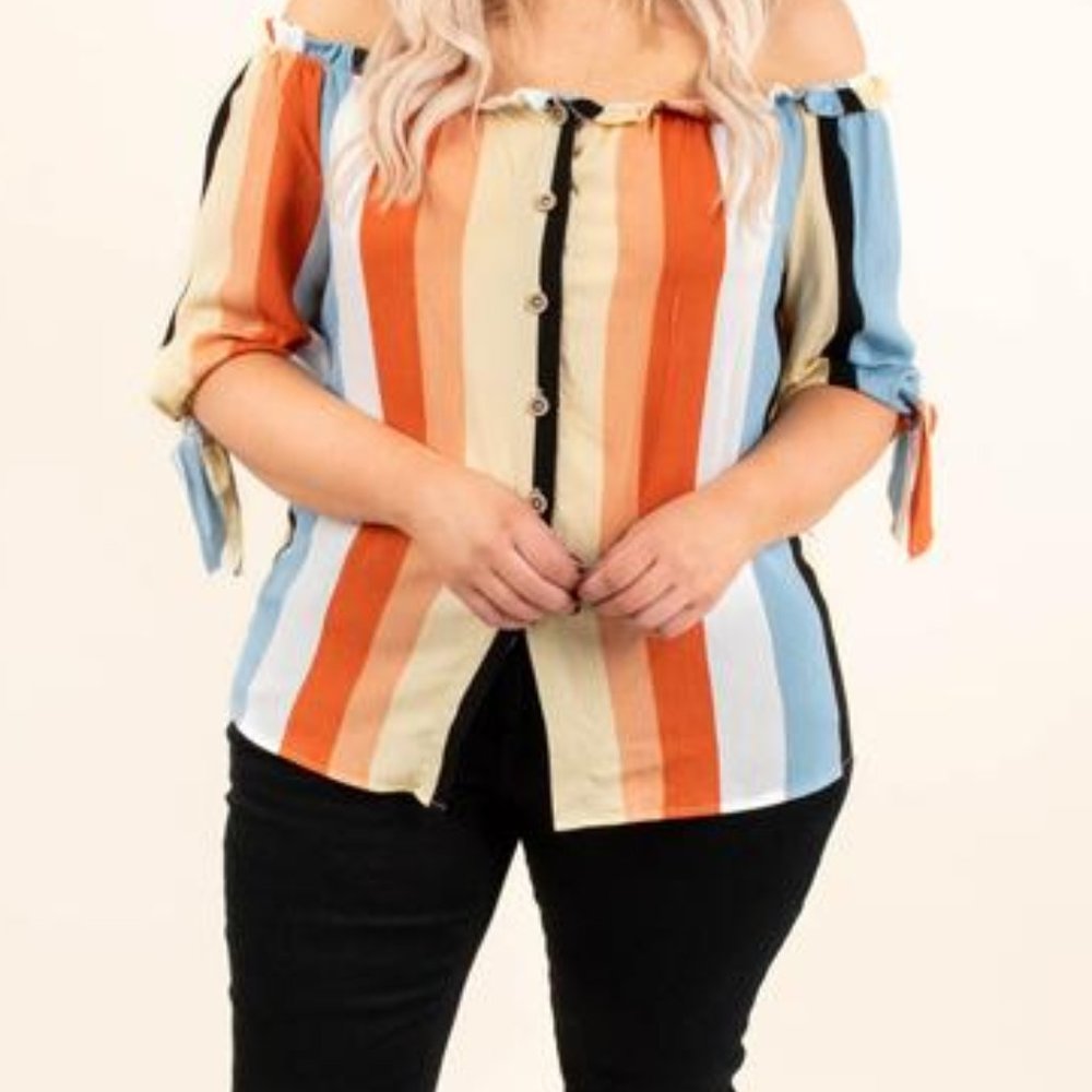 Chic Soul Fashion Above All Top, Orange-Blue
